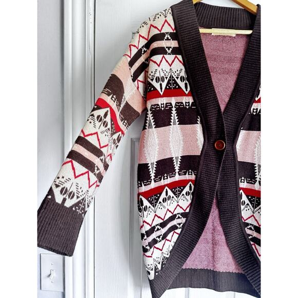 IndiaStyle Tejidos Wear with Love Aztec Tribal Pattern Cardigan Sweater M BoHo - Picture 3 of 5